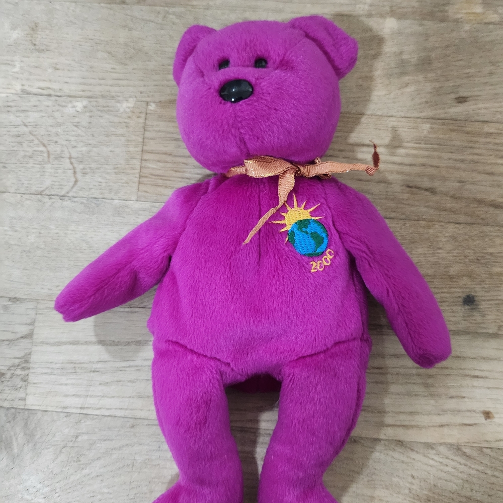 Ty Beanie Babies Millennium Bear Plush Toy - Purple